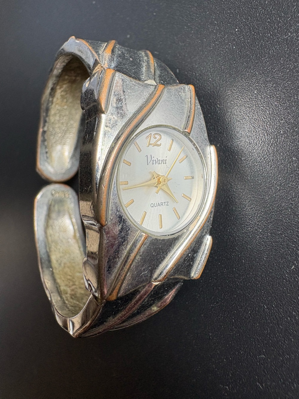 Vivani Silver and Gold Tone Women's‎ Vintage Quartz Cuff Watch
